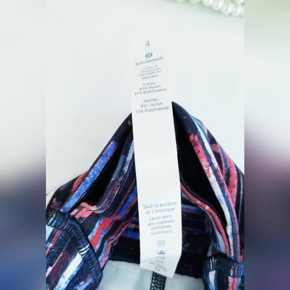 Lululemon Train Times 7/8 Leggings Hinshu Alpine White Multi/Black Mesh NEW NWOT - Picture 11 of 16